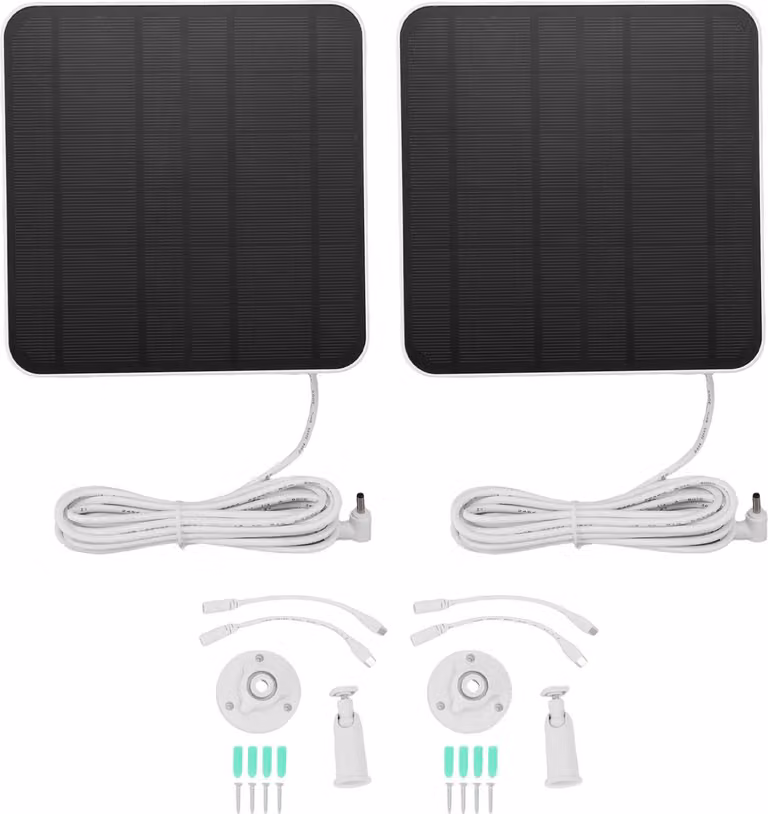 2 moduli solari da 12 W compatibili con Ring Spotlight Cam Plus Pro Caricabatteria per telecamera di sorveglianza IP65 impermeabile Cavo da 3 metri DC USB C Micro Port
