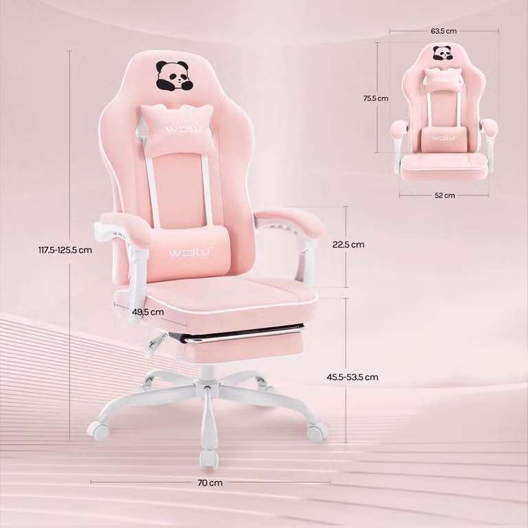 Sedia da gaming - Sedia da ufficio ergonomica - Braccioli 3D - Schienale regolabile - Regolabile in altezza - Girevole - Con rotelle - Tessuto a rete rosa