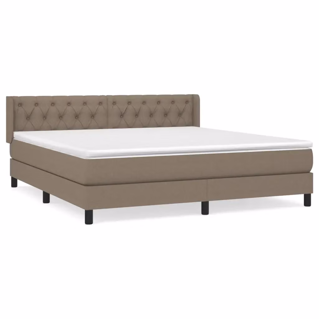 Letto Ibrido vidaXL con Giroletto a Molle e Materasso in Tessuto Beige e Bianco L/P/H: 160 x 200 x 88 cm – 2