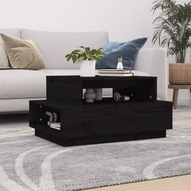 Maison Exclusive - Tavolino nero 80x55x40,5 cm in legno massello di pino