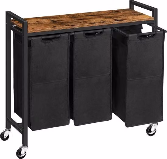 Asciugamani con 3 Cassetti - Capacità 120 litri - Asciugamani con Sedia e Tasche Estensibili - Asciugamani per la Sorte dei Panni per Bagno, Camera da Letto, Soggiorno - Nero