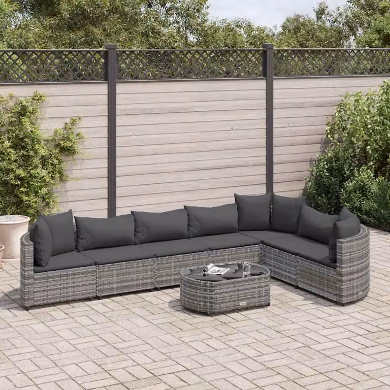 vidaXL Set Divano da Giardino a L 8 pz con Cuscini Grigio Antracite in Polyrattan e Acciaio