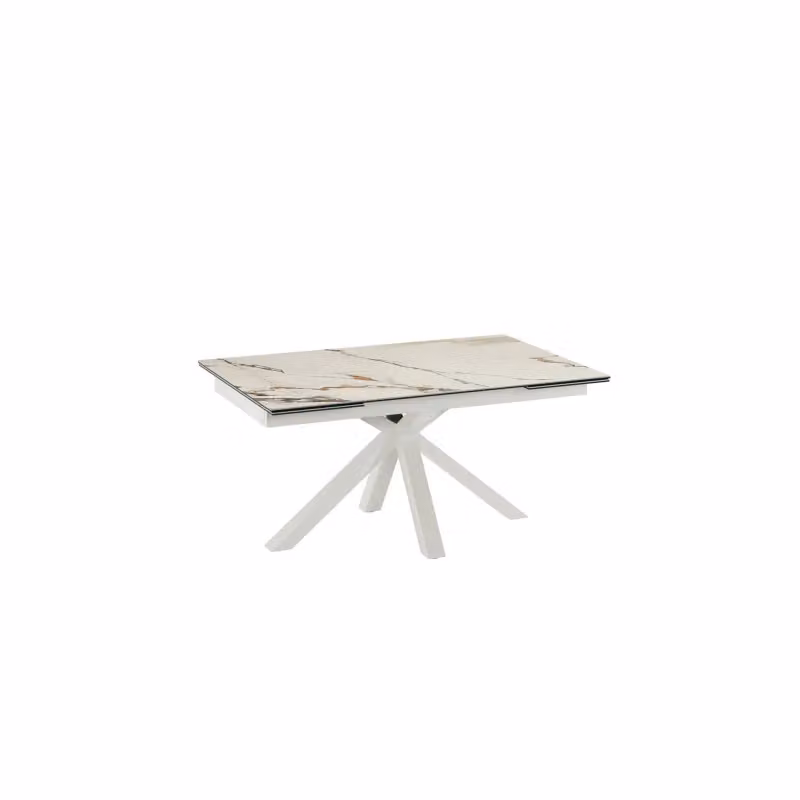Tavolo da pranzo allungabile Stones in ceramica bianca opaca L/P/H: 160/240 x 90 x 76 cm – 2