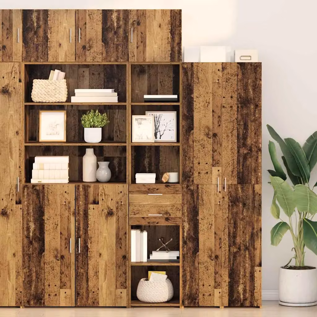 Credenza moderna vidaXL in legno e metallo marrone con ante e ripiani, L/P/H: 40 x 42,5 x 185 cm