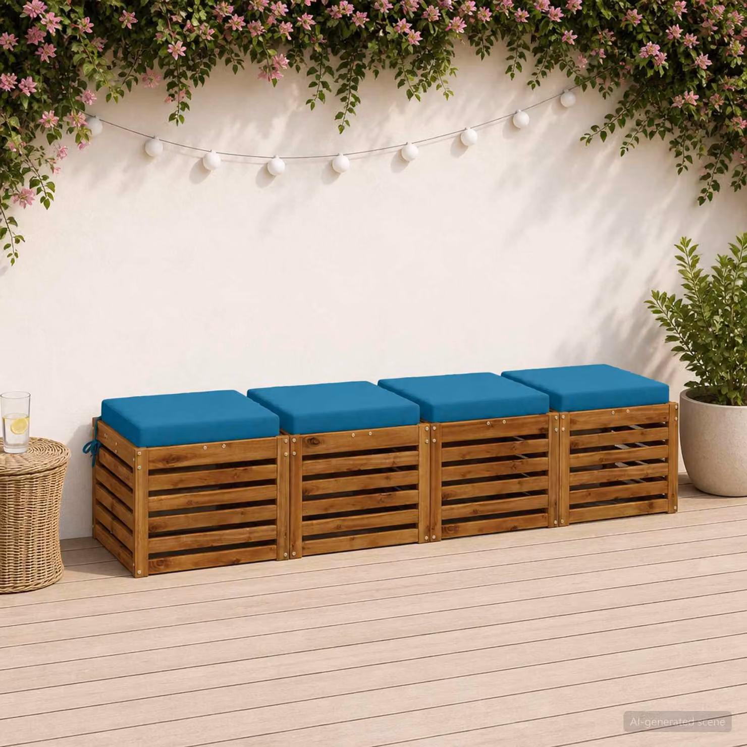 Set di 4 cuscini per sedia vidaXL SOEST in poliestere, forma quadrata, colore azzurro, con rivestimento lavabile e resistente ai raggi UV
