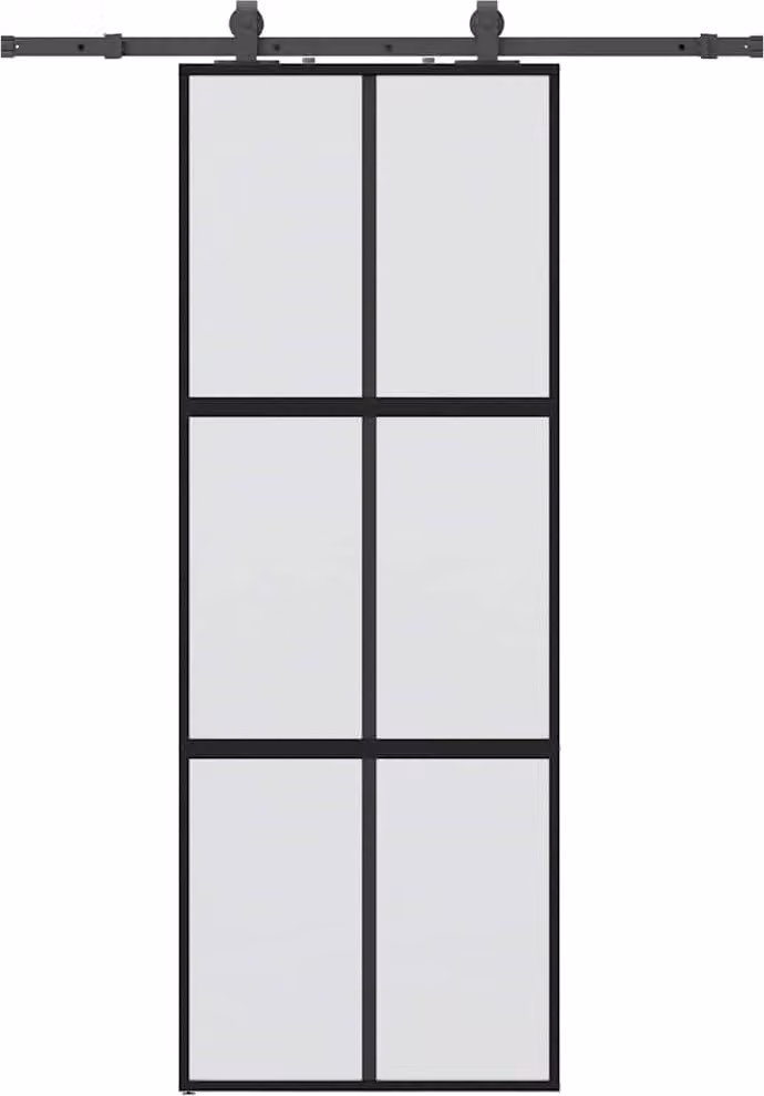 Porta Scorrevole Set Ferramenta Nera 76x205 cm Vetro Temperato