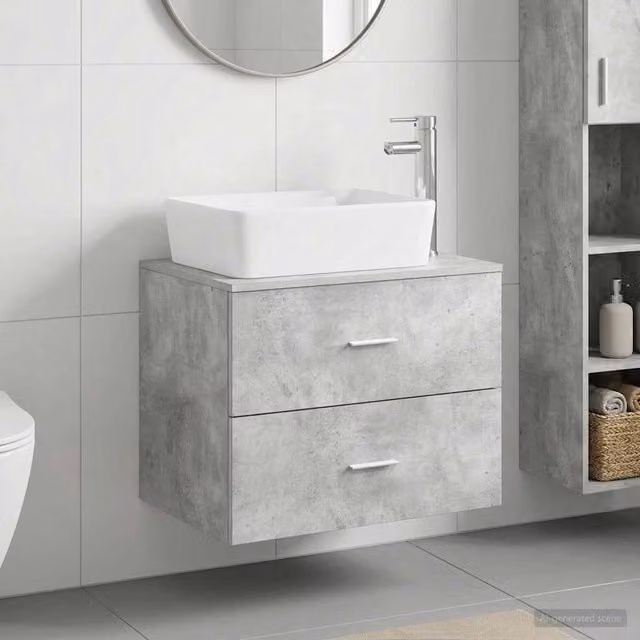Mobile lavabo moderno vidaXL in MDF grigio opaco con cassetti interni e ante