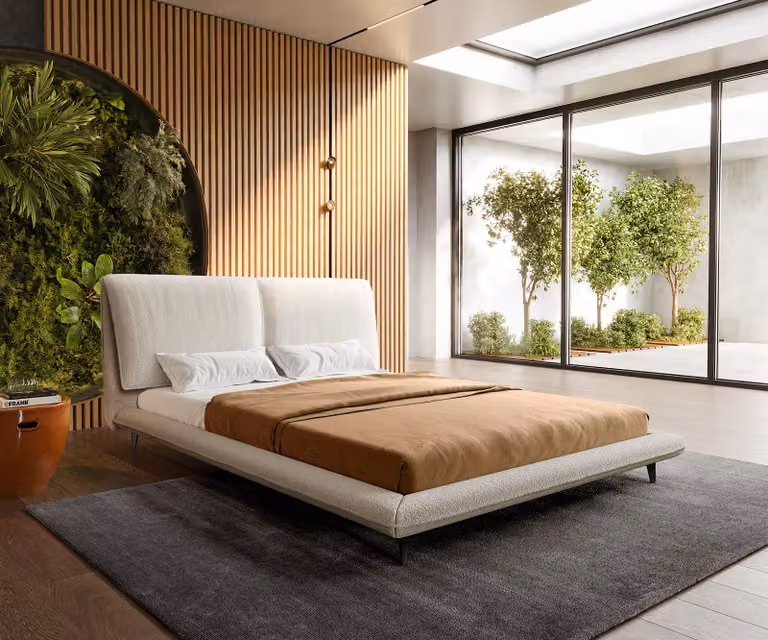 DELIFE Struttura letto imbottita Cusino 140x200 cm Bouclé bianco crema
