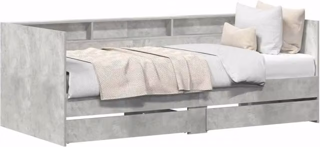 Letto singolo moderno DESIGN IN in legno multistrato grigio con cassetto L/P/H: 203 x 90 x 73 cm