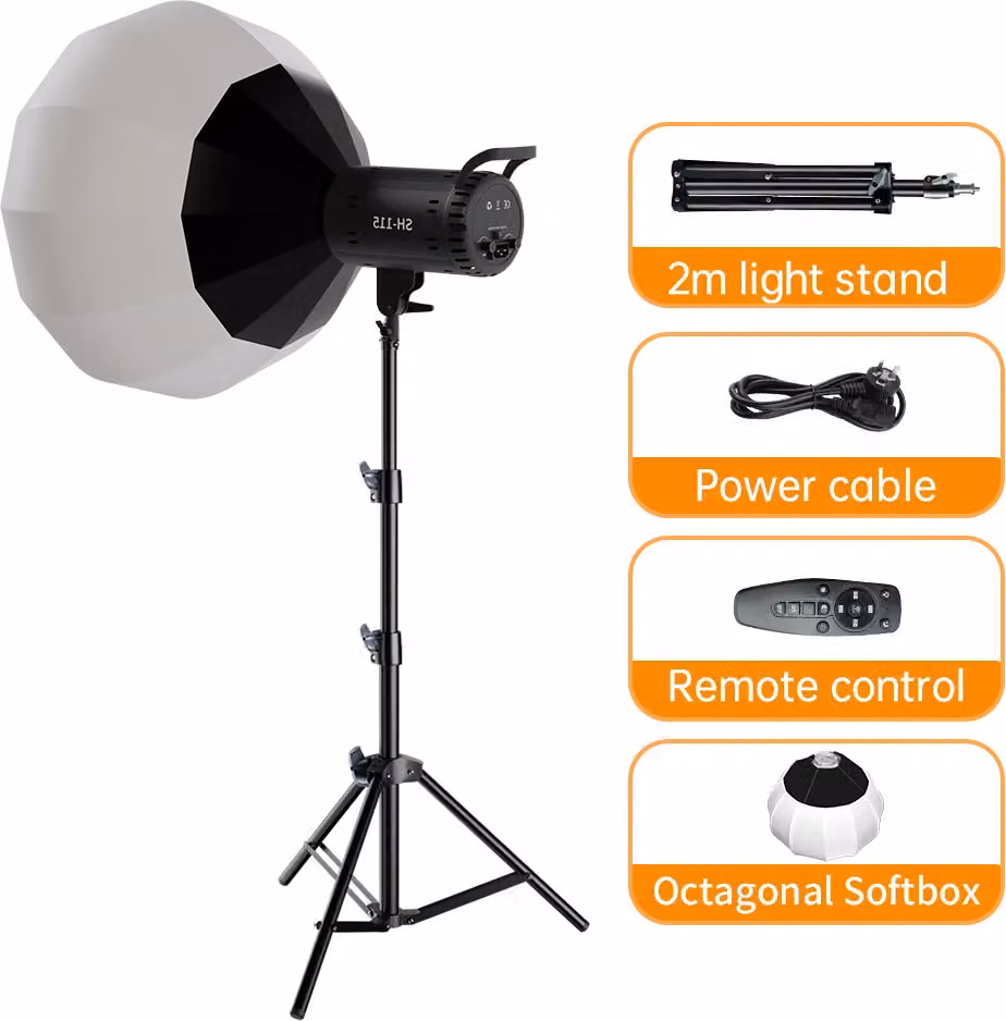 Luce fotografica LED Bowens, temperatura bicolore 3200K-5600K, regolazione della luminosità 5-100, SH-TYD-175-5