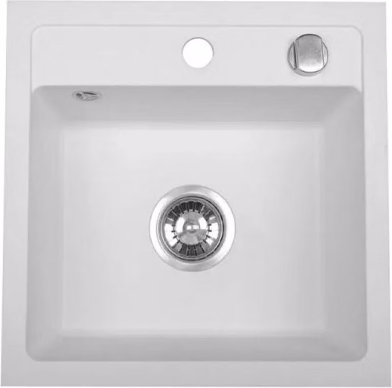 Lavello QLS 44x44 cm in granito con sifone automatico Bella White 1 vasca 11181