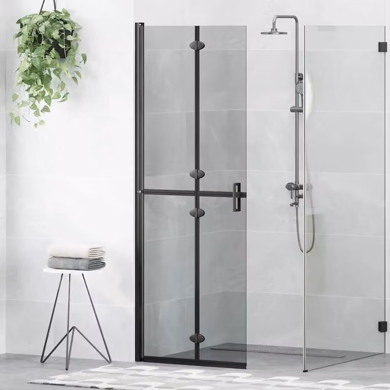 Parete doccia walk-in vidaXL in vetro nero, L: 70 cm, P: 6,5 cm, H: 190 cm