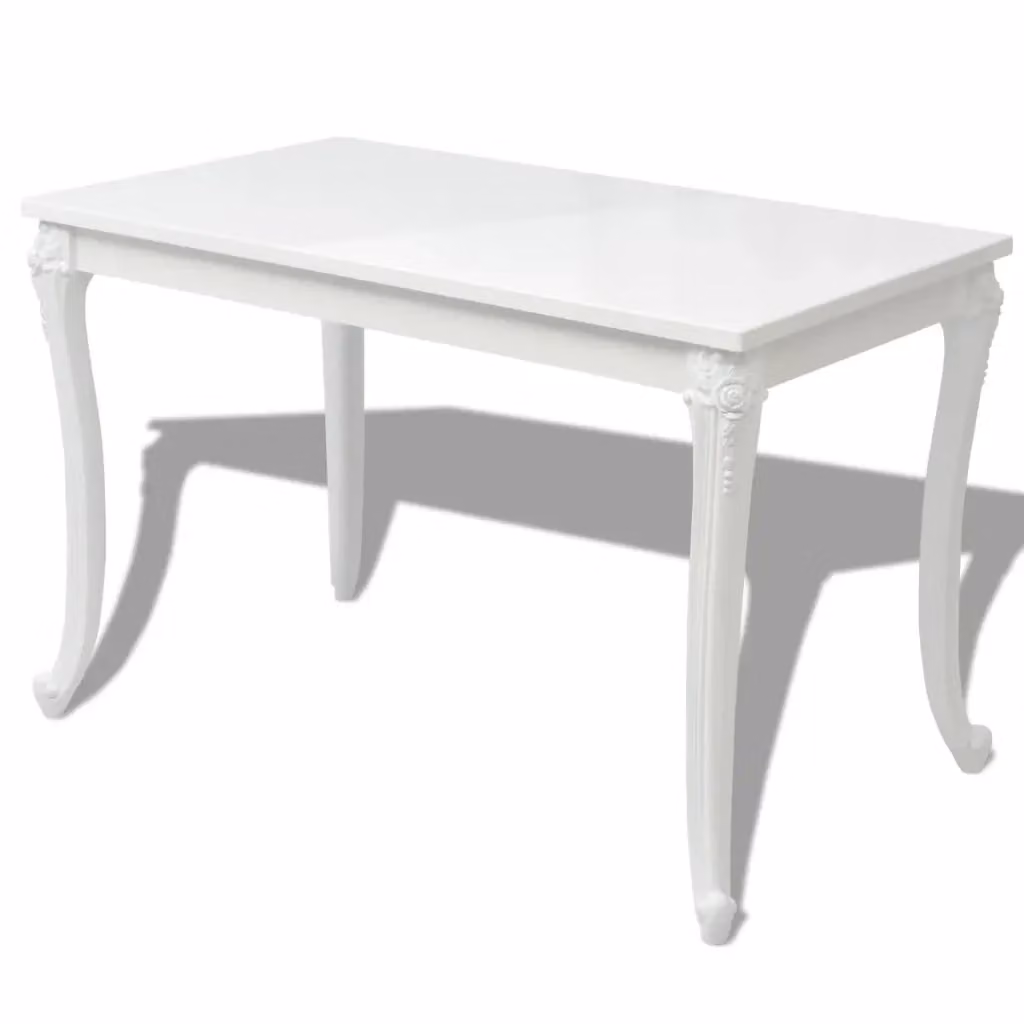 Tavolo da pranzo rettangolare moderno vidaXL in MDF laminato bianco lucido L: 116 cm, P: 66 cm, H: 76 cm – 2