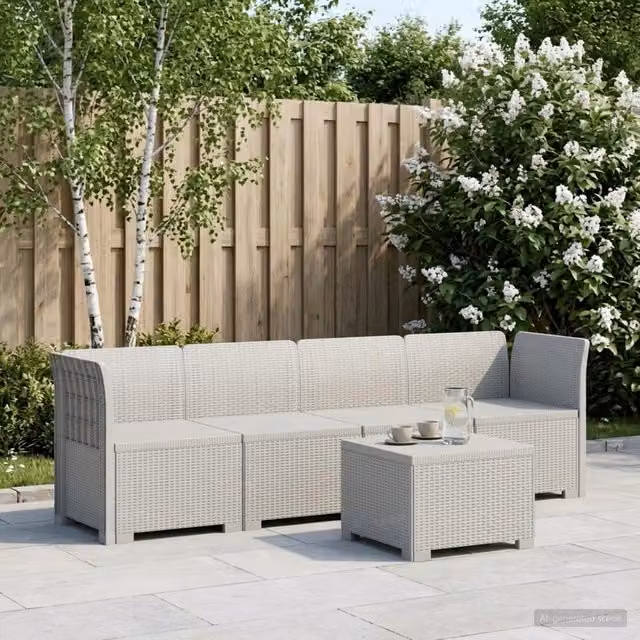 Divano da Giardino a 4 Posti in Stile Rattan PP Bianco 3443852