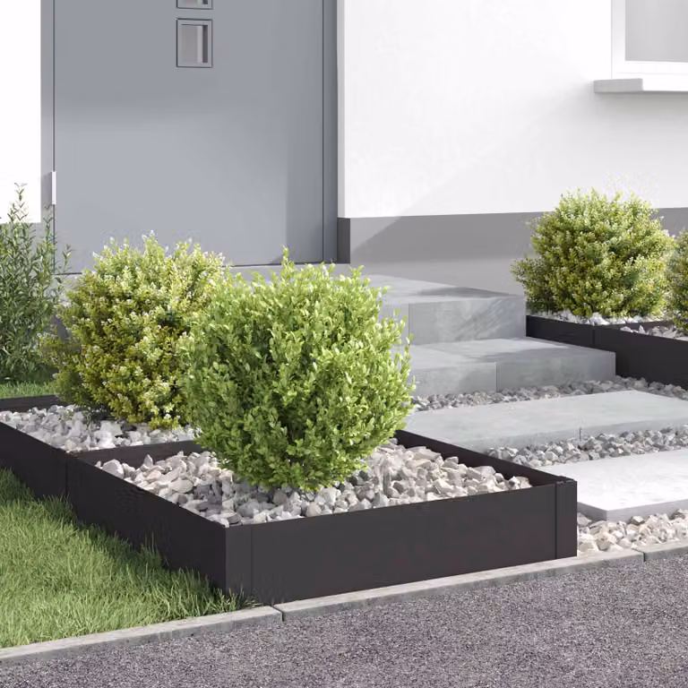 Set di 4 bordure per prato vidaXL in acciaio nero, L/P/H: 60 x 60 x 20 cm