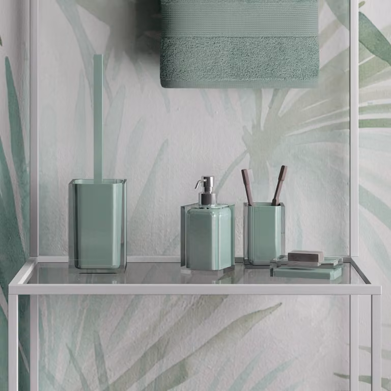 Set completo accessori 4 pezzi d'appoggio in resina RA99 Gedy serie RAINBOW Verde Menta
