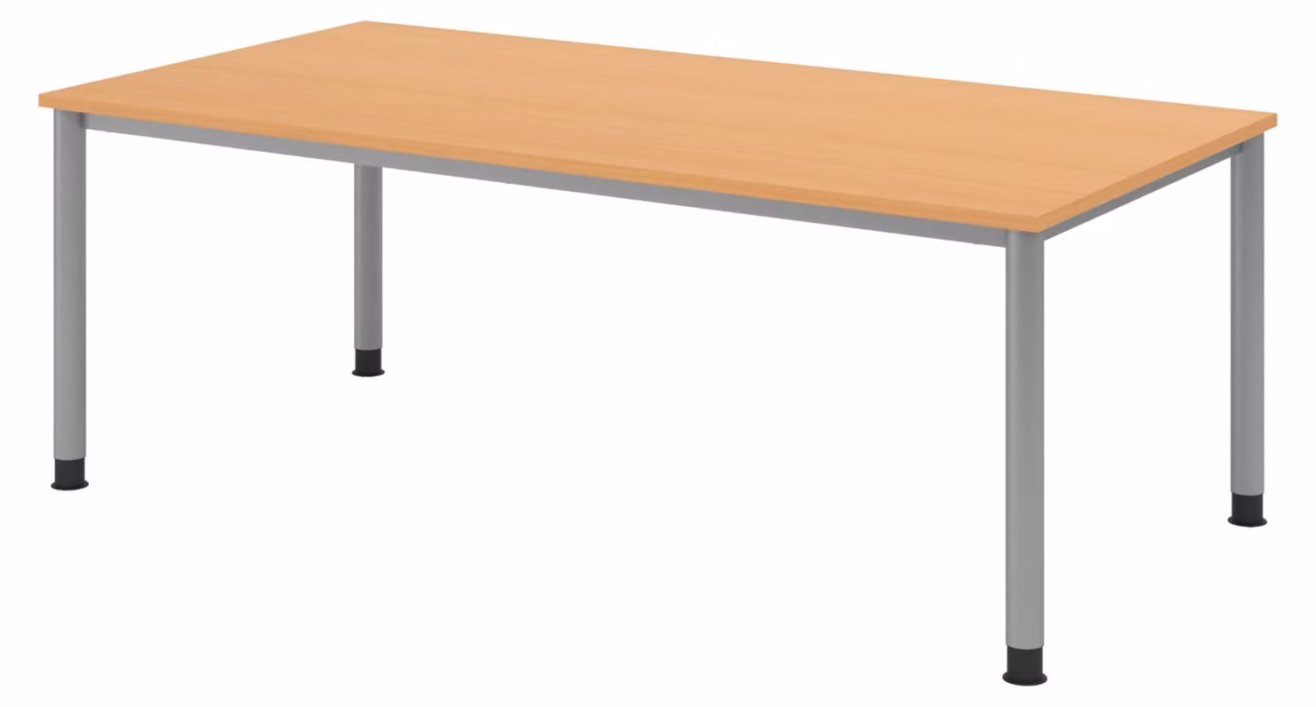 Scrivania bümö Serie H - Struttura: argento, finitura: faggio, dimensioni: 200 x 100 cm
