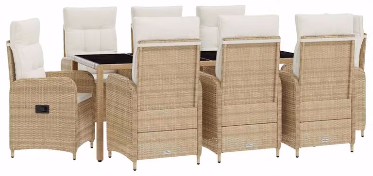 Set da pranzo per esterni 9 pcs Beige e Bianco Crema