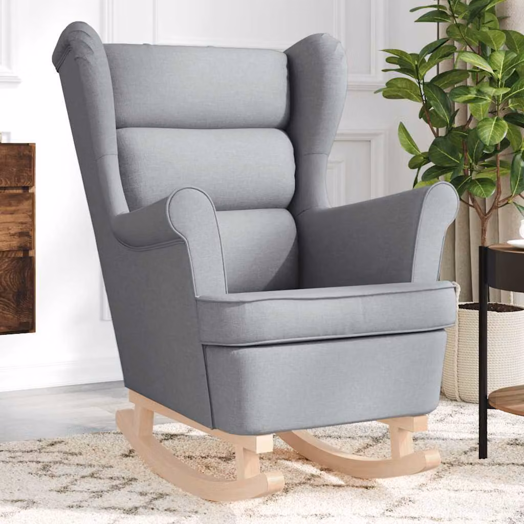 Maison Exclusive - Poltrona a dondolo, grigio chiaro, 74x90x102 cm, rivestita in tessuto