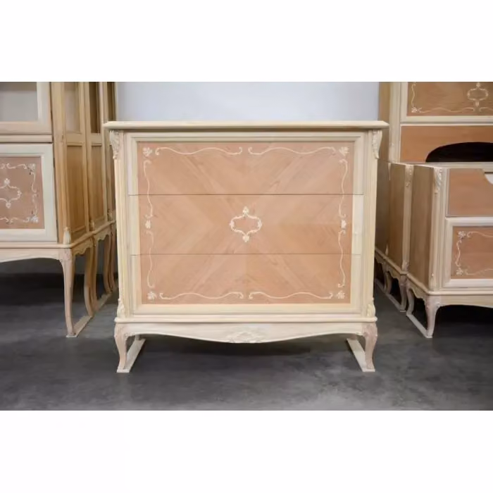 Cassettiera classica con 3 cassetti in legno di ciliegio e betulla Mobili 2G L: 111 cm, P: 44 cm, H: 100 cm – 1