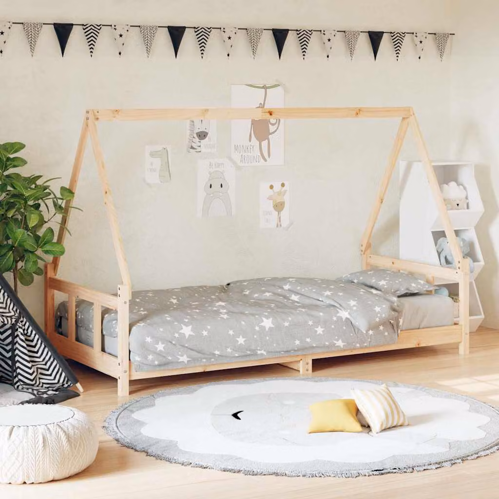 vidaXL Giroletto per Bambini in Legno Massello di Pino Rustico, L/P: 200 x 90 cm