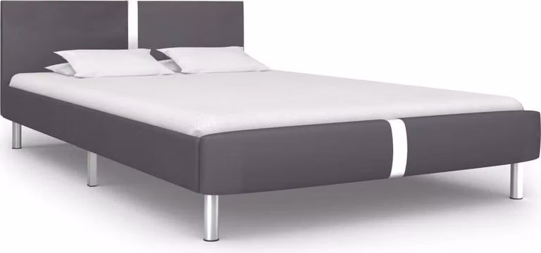 The Living Store Struttura letto in ecopelle grigia 140 x 200 cm