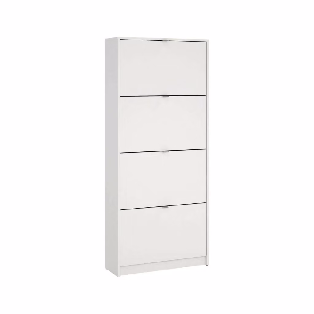 Scarpiera Epidoto DMORA, Mobile porta scarpe e armadio da ingresso moderno con ante a ribalta, Bianco, L: 70,3 cm, P: 24,05 cm, H: 162 cm – 2