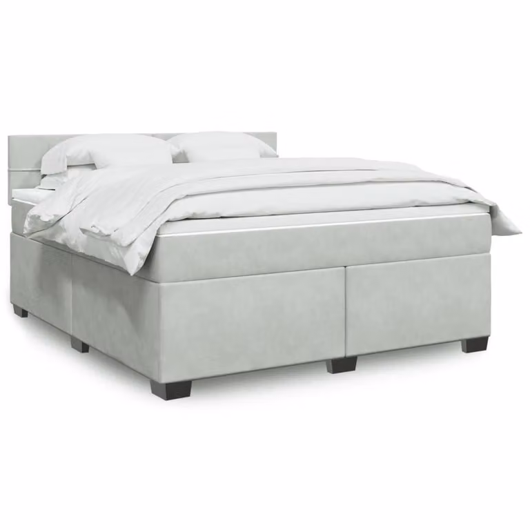 vidaXL Giroletto a Molle con Materasso Ibrido in Velluto Grigio Chiaro L: 180 cm, P: 200 cm
