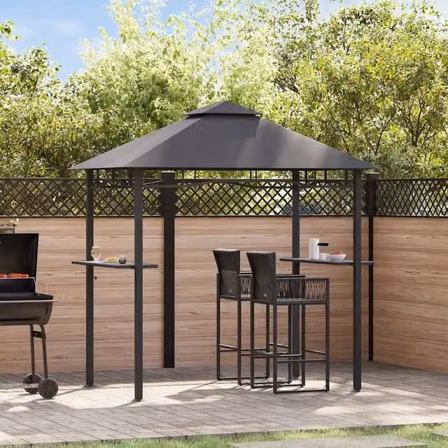 Gazebo hip vidaXL in acciaio e poliestere colore antracite L/P/H: 240 x 150 x 255 cm – 1