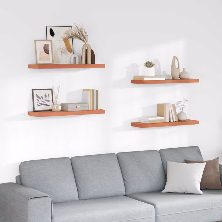 Set di 4 scaffali da parete vidaXL in MDF rosso opaco L 80 cm x P 23,5 cm x H 3,8 cm