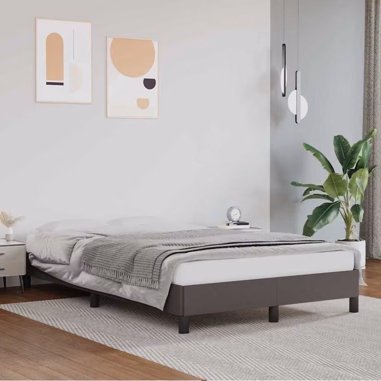 vidaXL Giroletto imbottito in similpelle grigio L/P/H: 120 x 200 x 123 cm