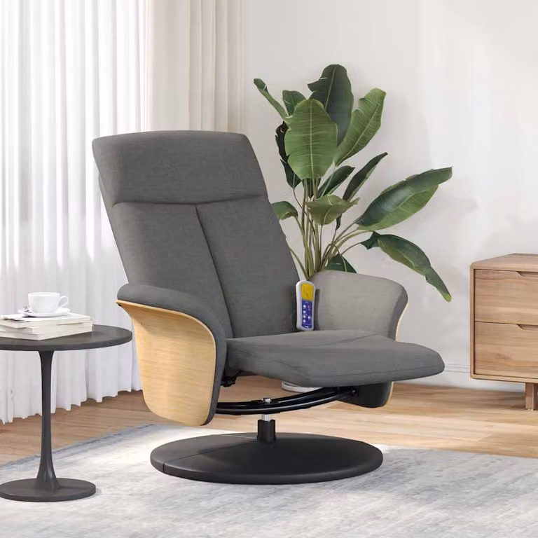 vidaXL Poltrona Reclinabile Relax Moderna in Tessuto Grigio con Poggiapiedi e Base Girevole 360 Gradi