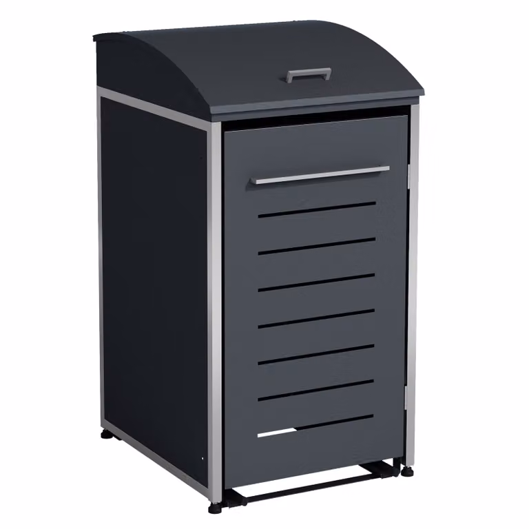Cassonetto DEGAMO 1 KIEL 72x83x136cm per bidoni da 120 e 240 litri, acciaio antracite + acciaio inox