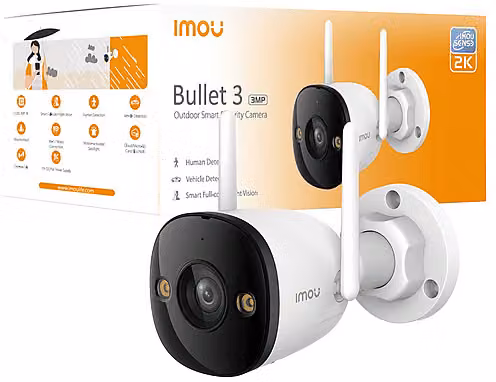 Videocamera di sorveglianza esterna Imou Bullet 3 2K Wi-Fi ed Ethernet, colore bianco