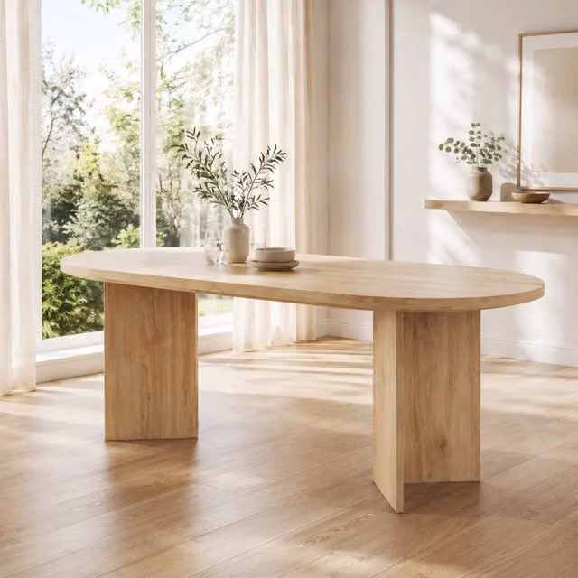 Tavolo da pranzo ULEVR 200x90x75 cm per 6-8 persone, piano MDF da 18 mm con angoli arrotondati, rovere