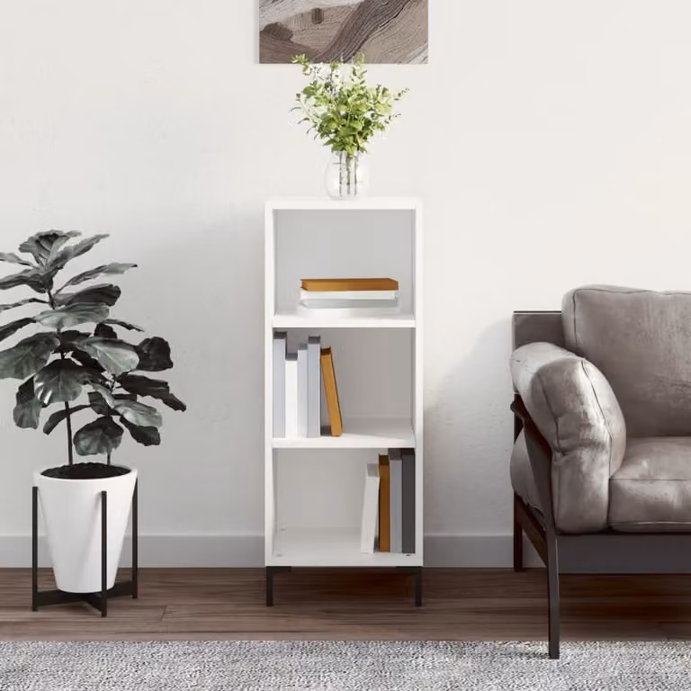 Credenza bianca vidaXL in legno e metallo da appendere a parete L: 34,5 cm, P: 32,5 cm, H: 90 cm