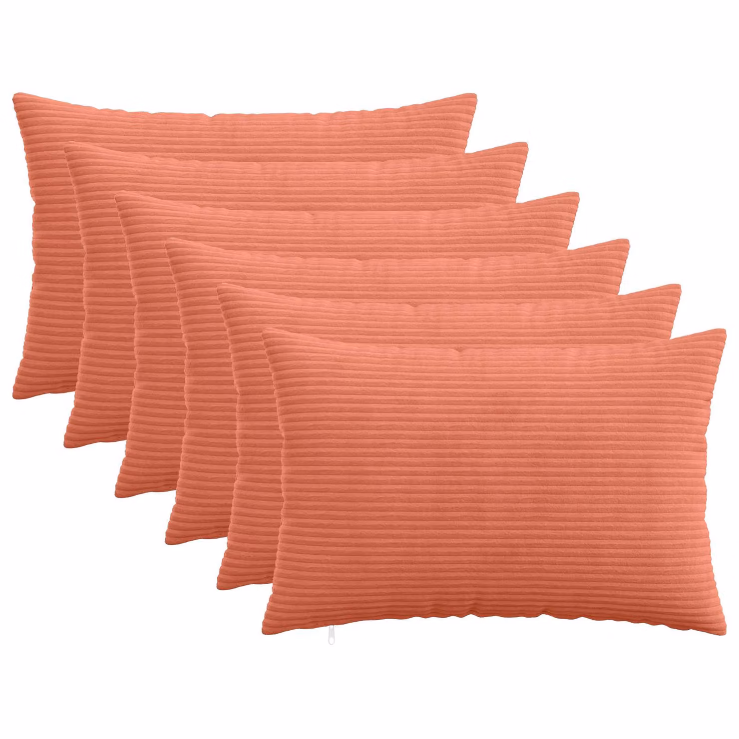 Set di 6 federe vidaXL HEERLEN in velluto a coste, Rosso Arancio, 50 x 70 cm