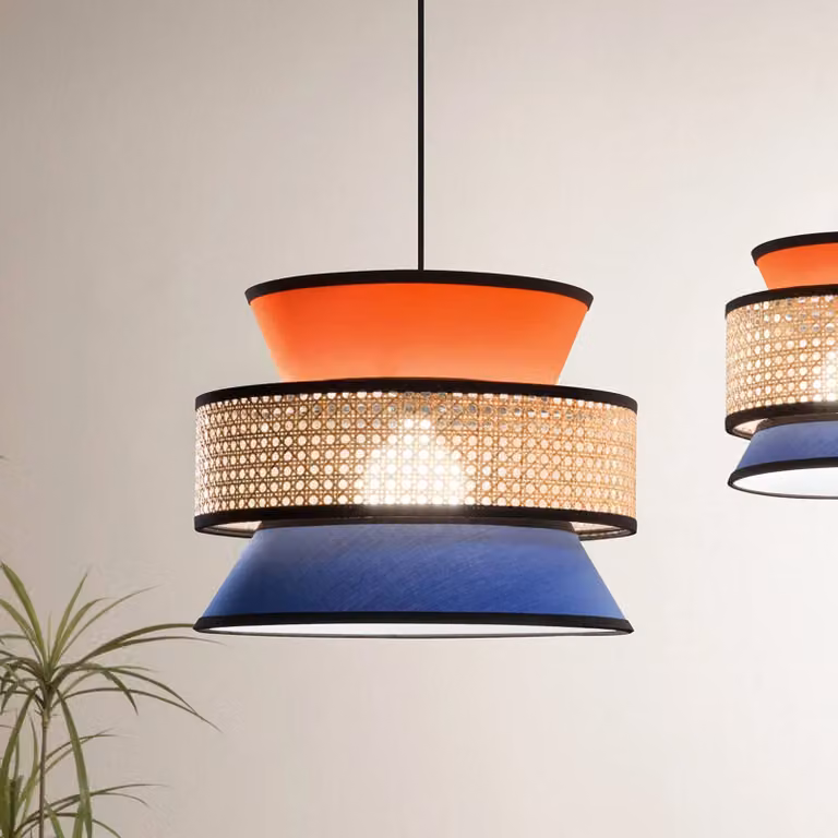 Luce Ambiente Design Lampada a sospensione Gazebo, dimmerabile, Giallo / Arancione, Soggiorno / Sala da pranzo, Tessuto / Stoffa / Seta, Lampada a sospensione
