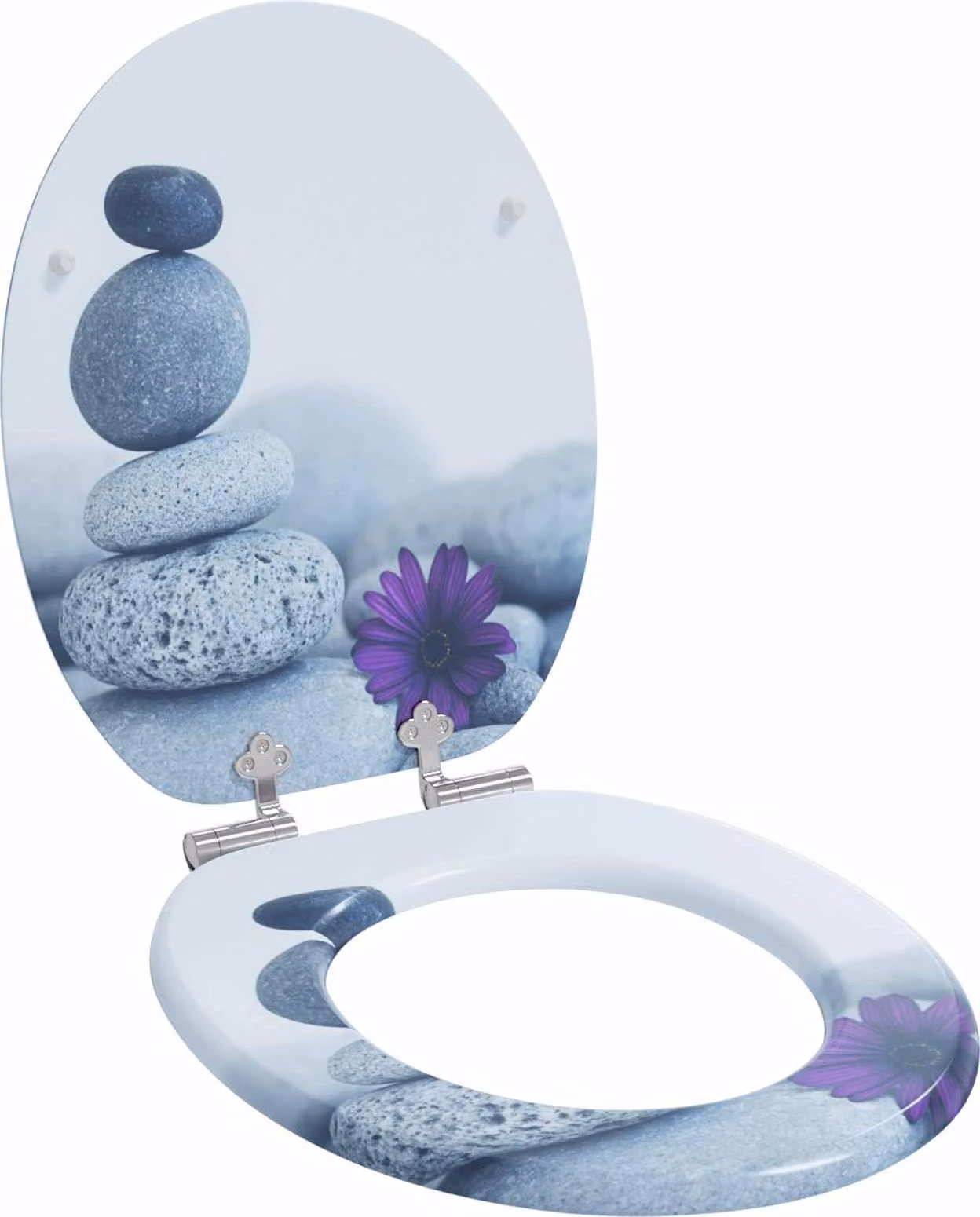Sedile per toilette con chiusura morbida Grigio 44 x 38 cm