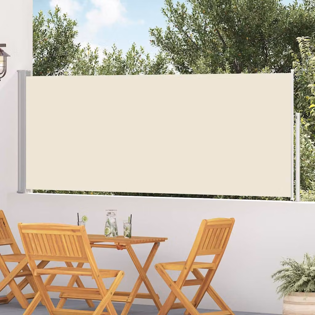 Tenda Laterale Retrattile vidaXL per Patio in Poliestere e Acciaio, L: 514 cm, H: 117 cm, Colore Beige