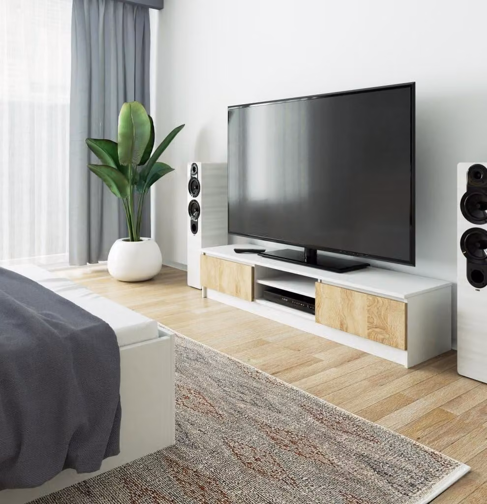 Mobile TV YMARIN - bianco / rovere sonoma