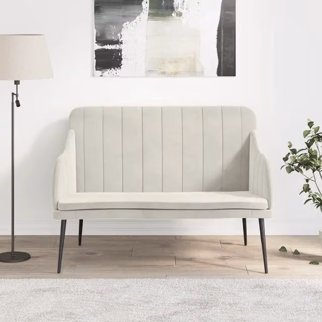 Panca moderna vidaXL in velluto beige L/P/H: 110 x 40 x 80 cm