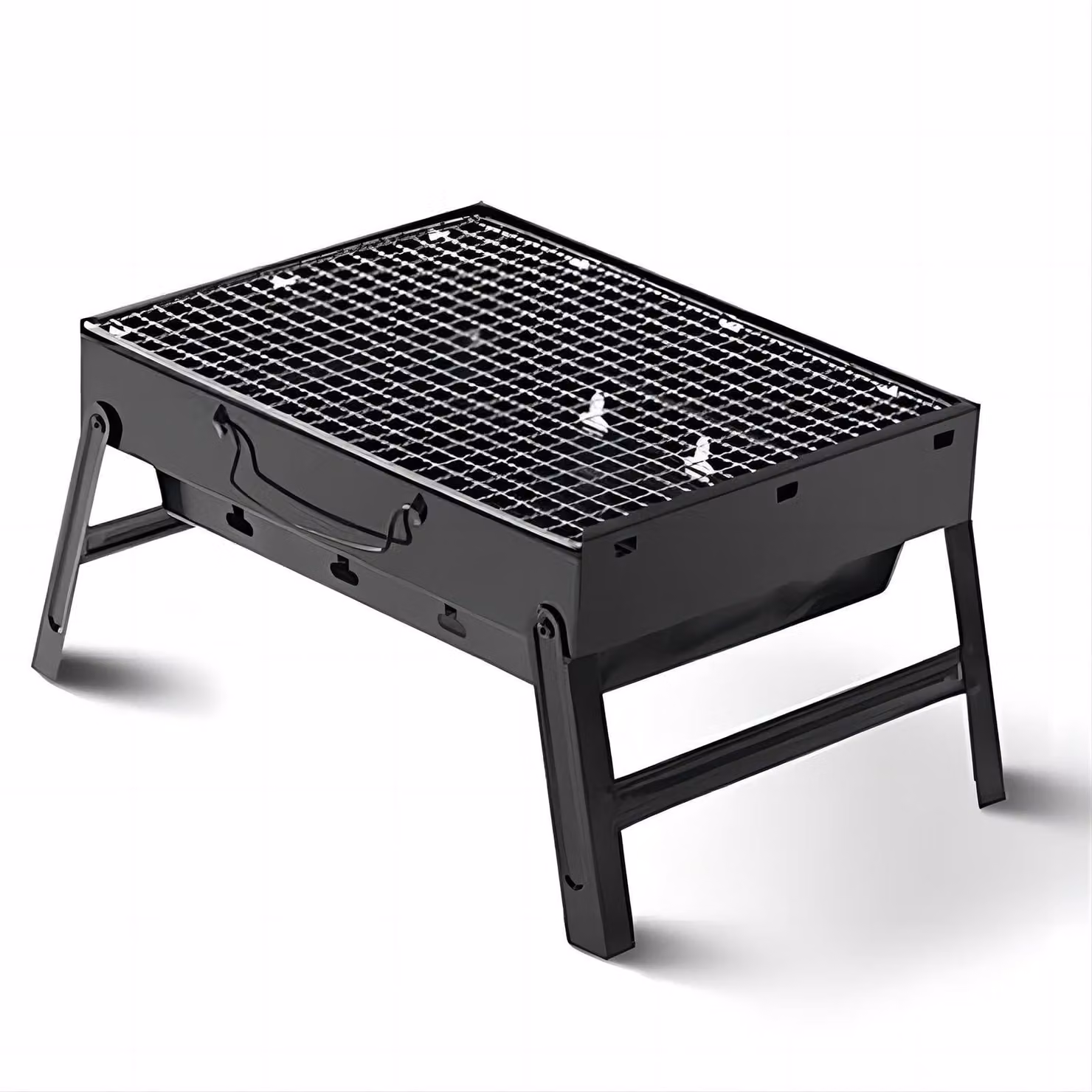 Barbecue a carbone portatile - Superficie di cottura: 44 cm - Acciaio inossidabile - Ideale per picnic e campeggio all'aperto - Griglia barbecue pieghevole