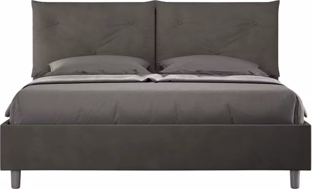 BS COM Letto matrimoniale senza rete imbottito 160x190 microfibra grigio
