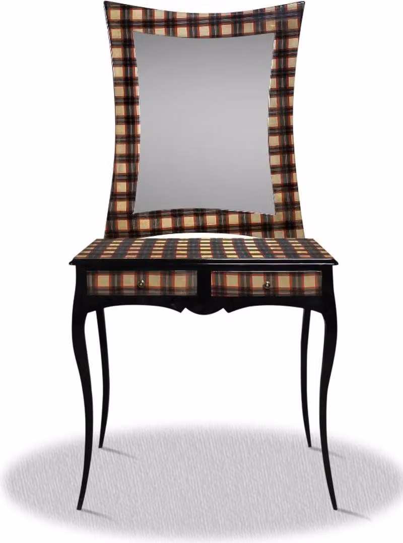 Specchio consolle Casa Padrino con 2 cassetti, nero/rosso/beige, 90 x 40 x altezza 200 cm - Edizione limitata