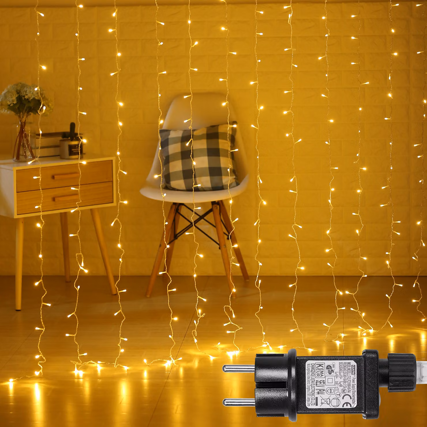 3x3M LED tenda luminosa indoor luci fiabesche bianco caldo 8 modalità timer 31V luci di Natale IP44 decorazione natalizia finestra balcone giardino