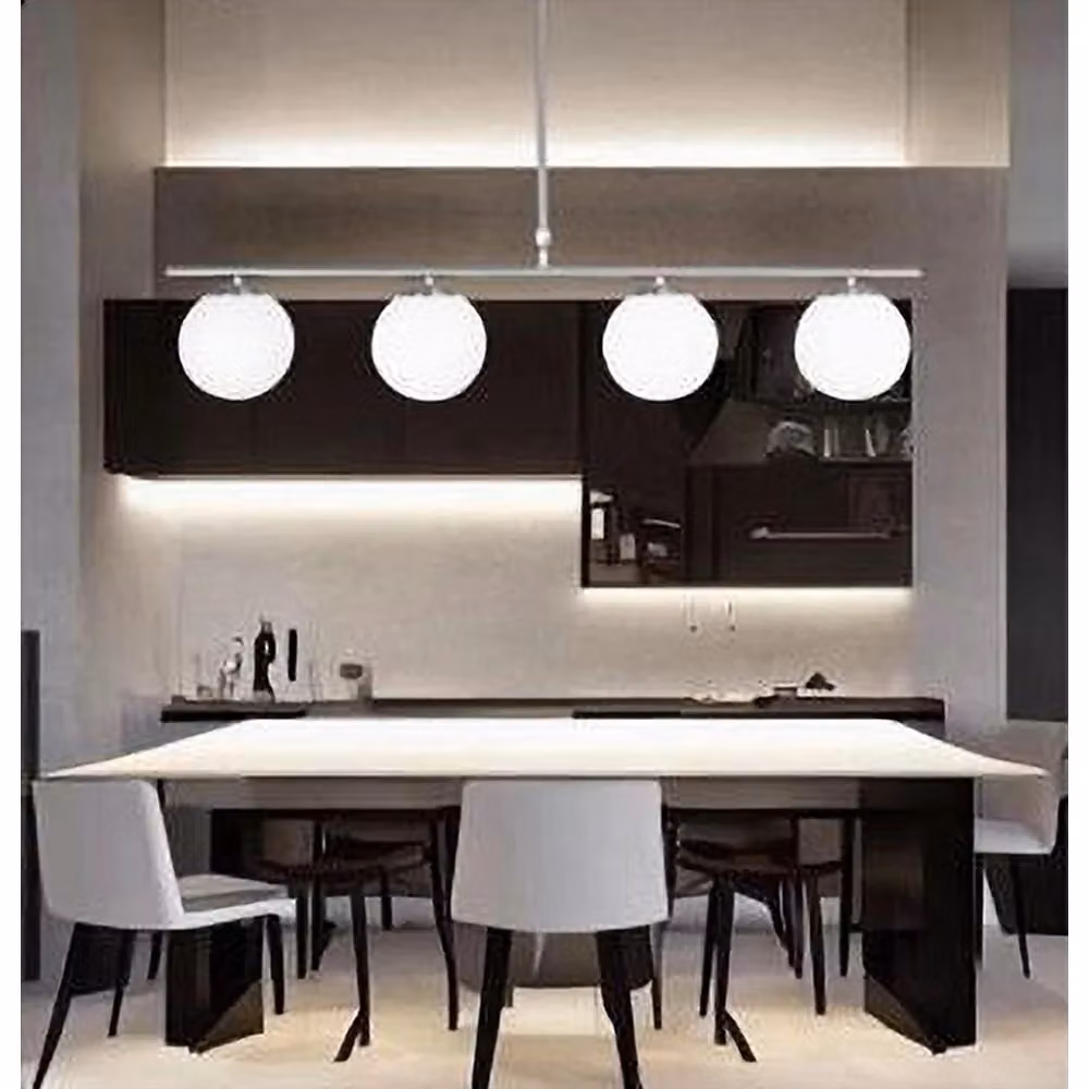 Lampadario a sospensione Trade Shop argento con 4 sfere in vetro bianco e attacco G9 – 2
