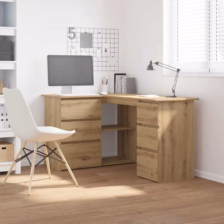 Scrivania Angolare Moderna vidaXL in Rovere Marrone L: 145 cm, P: 100 cm, H: 76 cm