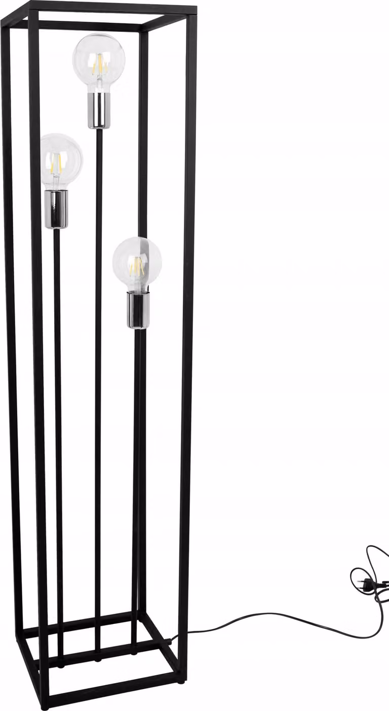 Paralume Lampada da terra Modern CAGE Light-Home - Lampada da terra per soggiorno - Elegante lampada industriale - Nero e oro - 130x30x25 cm