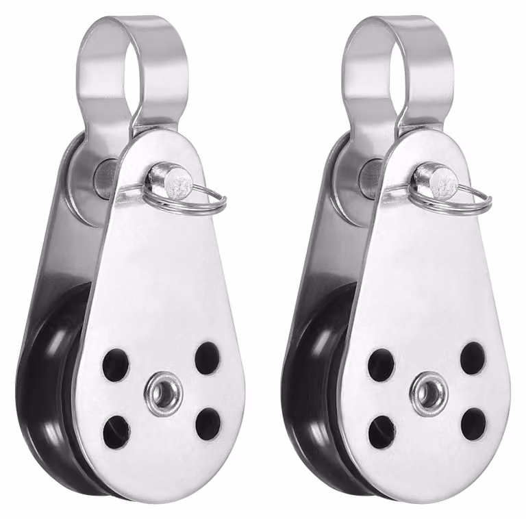 Confezione da 2, carrucole in acciaio inossidabile, diametro 25 mm, per corde di 0,6 cm, colore nero